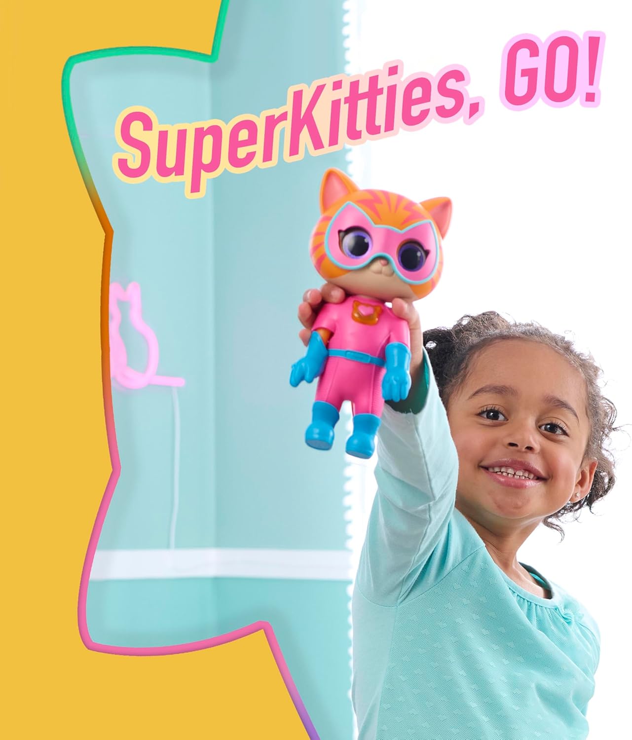 Just Play Disney Junior SuperKitties Cat-Tastic Transformando Ginny Lights and Sounds Figure, brinquedos infantis para maiores de 3 anos