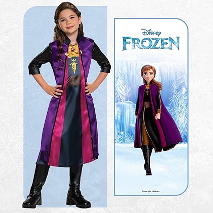 DISGUISE Disney Official Frozen 2 Traveling Anna Standard Costume Kids, Princess Dress Up para meninas