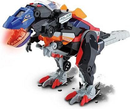 VTech Switch & Go Dinos Dino Launcher 2 em 1, brinquedo de dinossauro interativo com luzes e efeitos sonoros, transformando 2 dinossauros em 1 super carro, para crianças 3, 4, 5, 6 +, versão em inglês