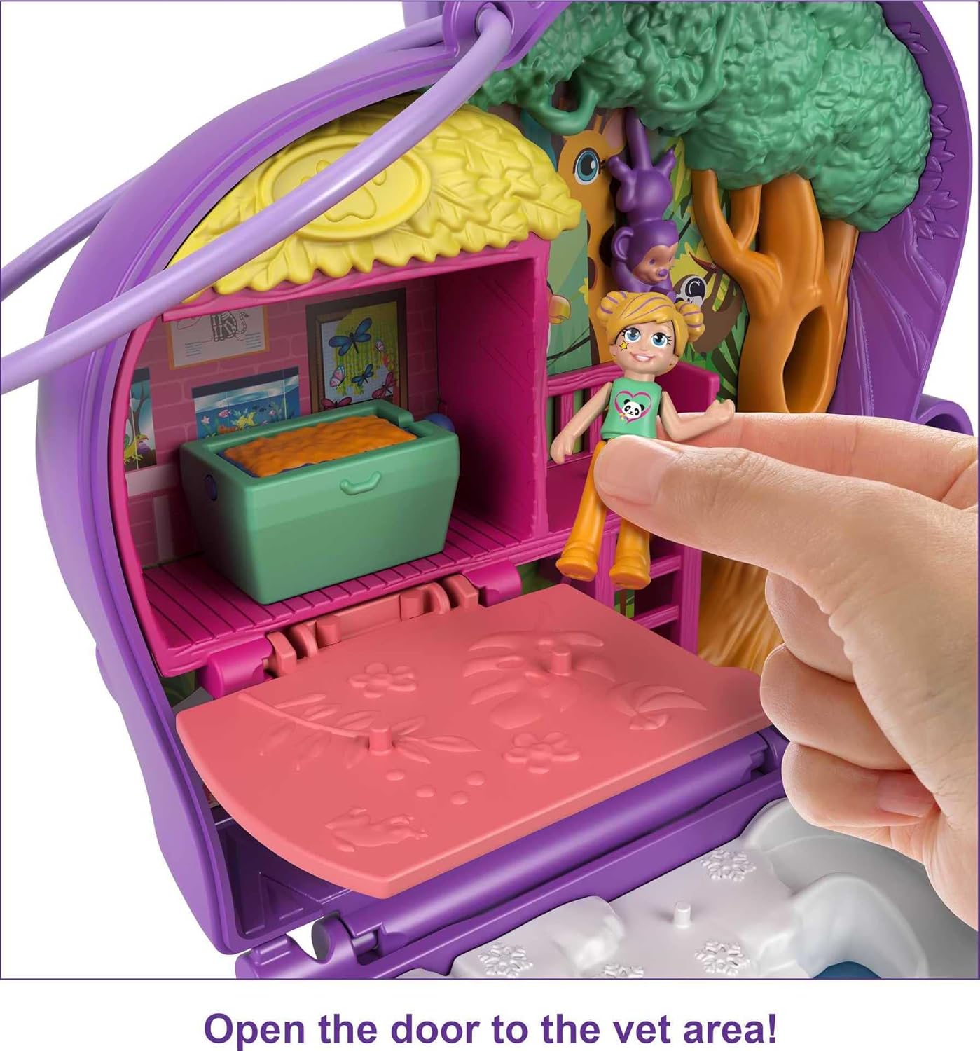 Polly Pocket Elephant Adventure Compact, tema animal com bonecas Micro Polly e Bella, 5 revelações e 12 acessórios relacionados, recurso pop e swap, ótimo presente para maiores de 4 anos, GTN22