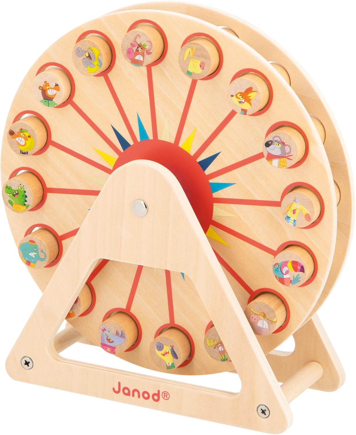 Janod - Roda Gigante de Madeira Applepop - Jogo Infantil - 1 Roda Gigante + 16 Peças - Desenvolve Reflexão e Concentração - Brinquedo de Madeira FSC - 5 Anos +,