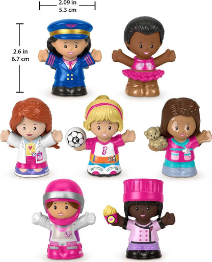 Fisher-Price Little People Barbie Brinquedos para crianças, você pode ser qualquer coisa, pacote de figuras, 7 personagens para brincar de fingir, maiores de 18 meses, HCF58