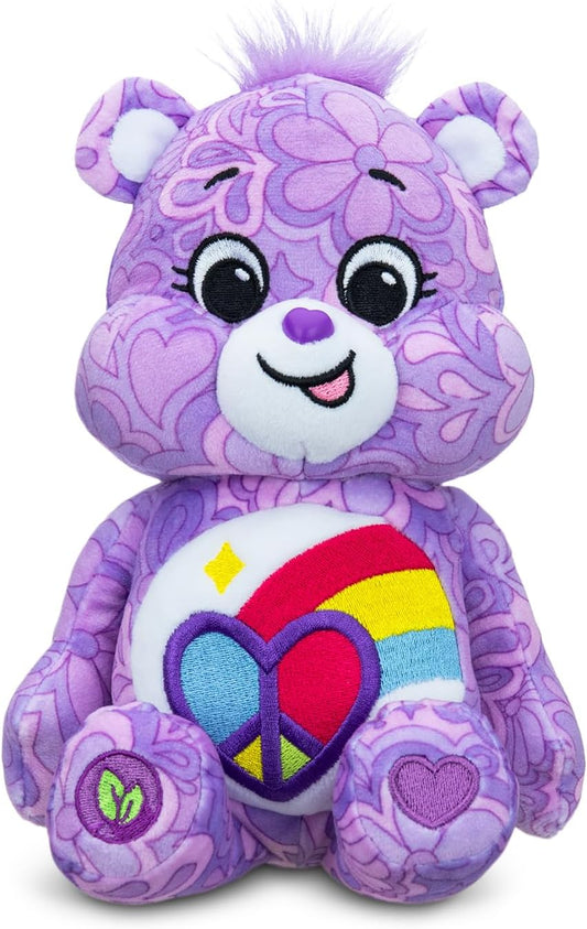 Basic Fun Care Bears, Peaceful Heart Bear Peluche de frijol de 22 cm, lindo juguete de peluche coleccionable, juguetes de peluche para niños, juguetes blandos para niñas y niños, lindos osos de peluche adecuados para niñas y niños