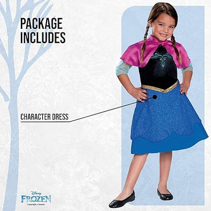 DISGUISE  Disney Official Frozen Travelling Anna Traje padrão infantil, vestido de princesa para meninas