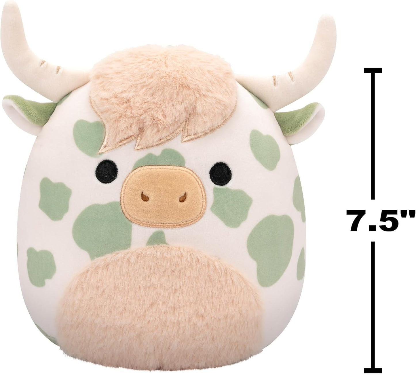 Squishmallows Original 7.5 pulgadas - Celestino, la vaca de las tierras altas con manchas verdes salvia