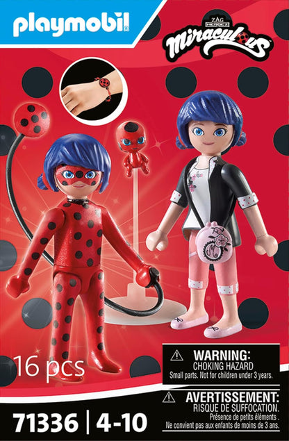 Playmobil 71336 Miraculous: Marinette & Ladybug, incluindo Kwami Tikki e diversos acessórios, aventura com Ladybug, dramatização divertida e imaginativa, conjuntos de jogos detalhados adequados para crianças a partir de 4 anos