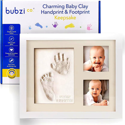 Bubzi Co Kit de creación de huellas y huellas de manos, fotos enmarcadas para recién nacidos, niños y niñas, regalos para bebés, regalo personalizado para hitos del bebé, marcos de fotos con memoria para decoración