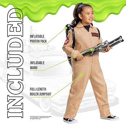 DISGUISE Fantasia infantil oficial Deluxe Ghostbusters inclui mochila Proton Pack, Ghostbusters Fancy Dress Up Ghost Buster Outfit para crianças - Tamanho 6 a 7 anos