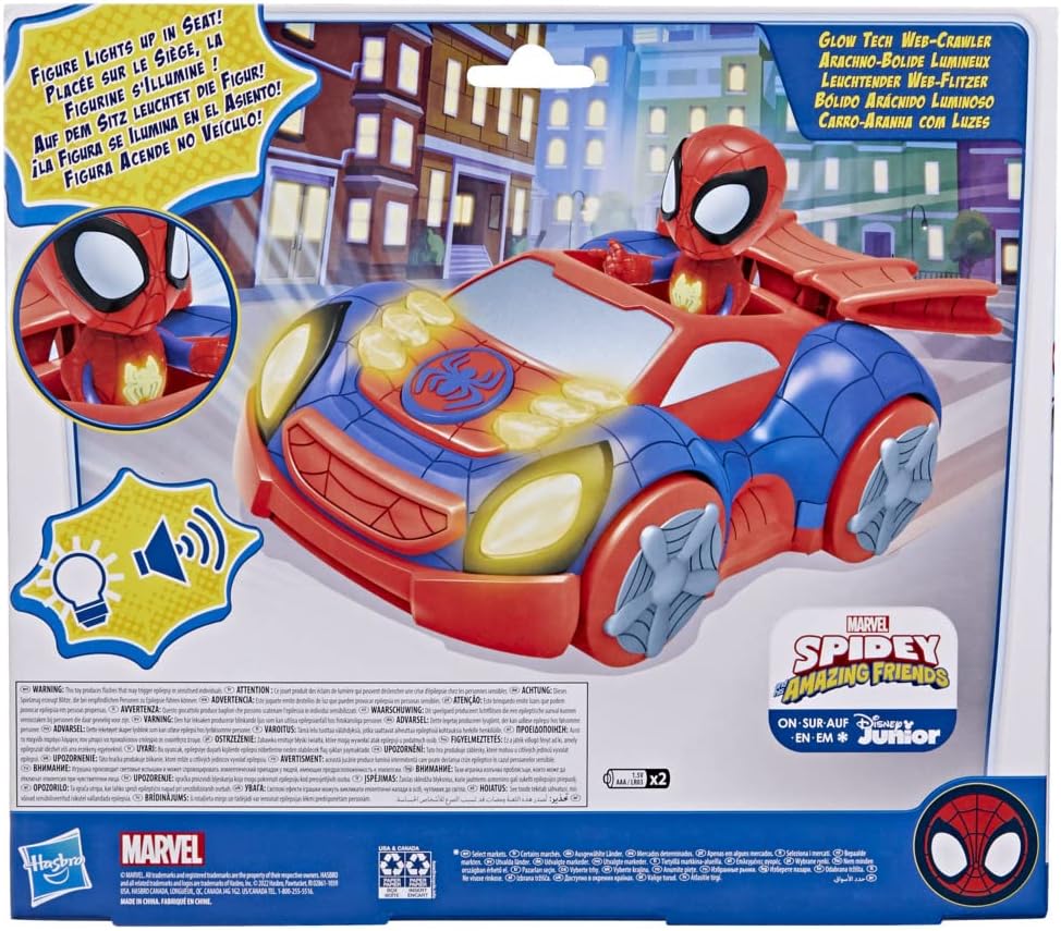 SPIDEY AND HIS AMAZING FRIENDS Hasbro Marvel Glow Tech Web-Crawler Vehicle, brinquedo pré-escolar com luzes e sons, a partir de 3 anos, multicolorido (F4530)