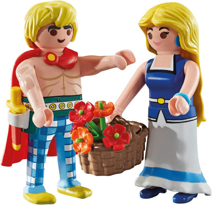 Playmobil 71544 Asterix: Tragicomix e Panacea, casal querido do universo Asterix, incluindo buquê de flores, espada e muito mais, conjuntos de jogos imaginativos adequados para crianças a partir de 5 anos