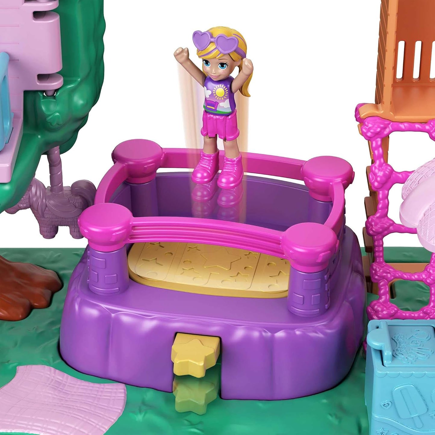 Polly Pocket GTM67 Pollyville Playground Adventure Playset, ótimo presente para maiores de 4 anos, 12,0 cm * 8,0 cm * 16,0 cm