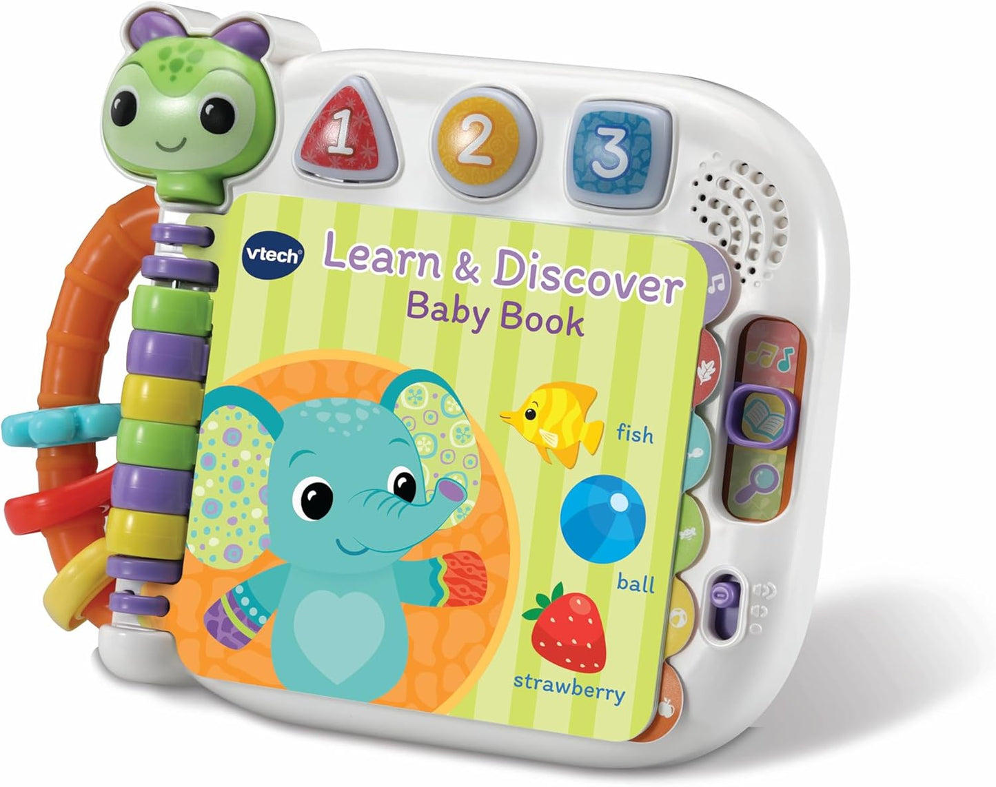 VTech Baby Learn & Discover Baby Book, livro interativo com 3 modos e 13 páginas fáceis de limpar, melodias e frases, ensina animais, cores e formas, brinquedo para bebês de 6, 12, 24 meses +, versão em inglês