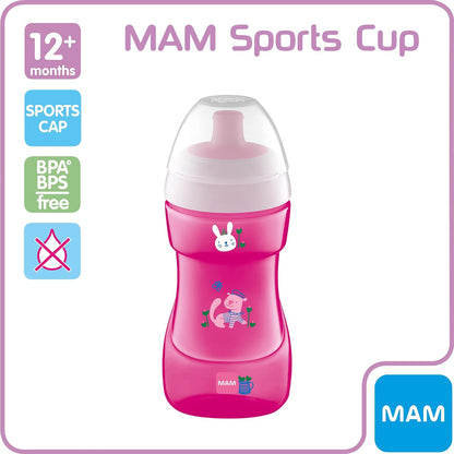 Biberón de entrenamiento antiderrames MAM Baby Sports - 330 ml (los diseños pueden variar)