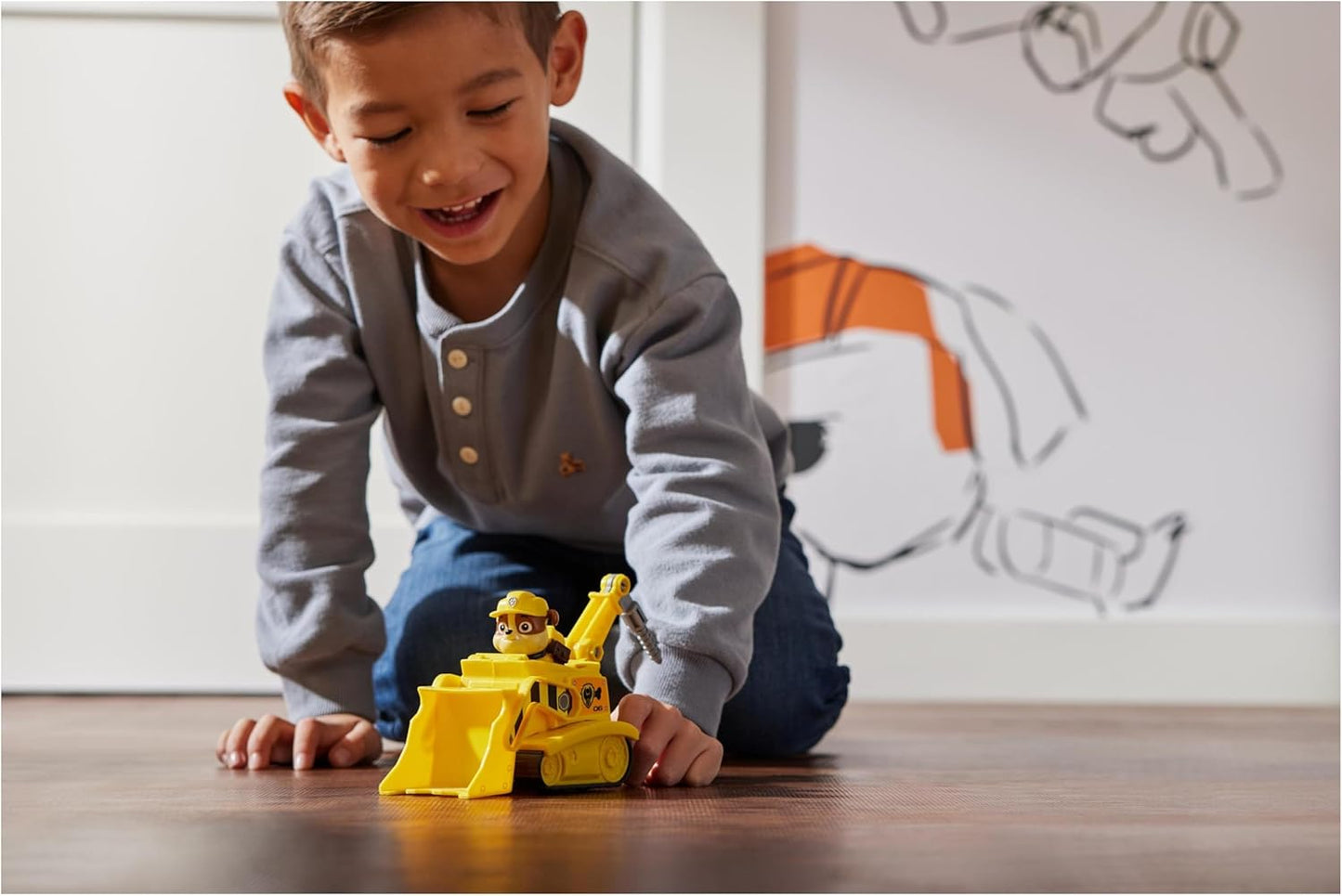 Paw Patrol, Rubble’s Bulldozer, veículo de brinquedo com boneco de ação colecionável, brinquedos infantis sustentáveis para meninos e meninas de 3 anos ou mais