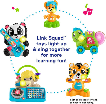 Fisher-Price Brinquedo de aprendizagem para bebês Link Squad Opposites Fox com música e luzes para idades de 9+ meses, versão em inglês do Reino Unido, compatível apenas com itens Link Squad, HYL20