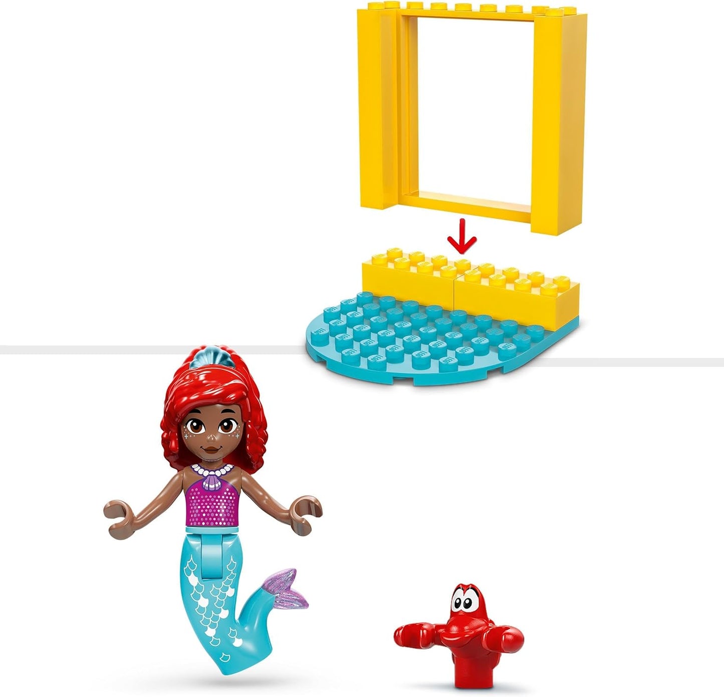 LEGO ǀ Palco musical da princesa Ariel da Disney, brinquedo montável para crianças, com personagem miniboneca e figura de animal Sebastian, ideia divertida de presente para fãs de programas de TV, meninas e meninos com mais de 4 anos 43235