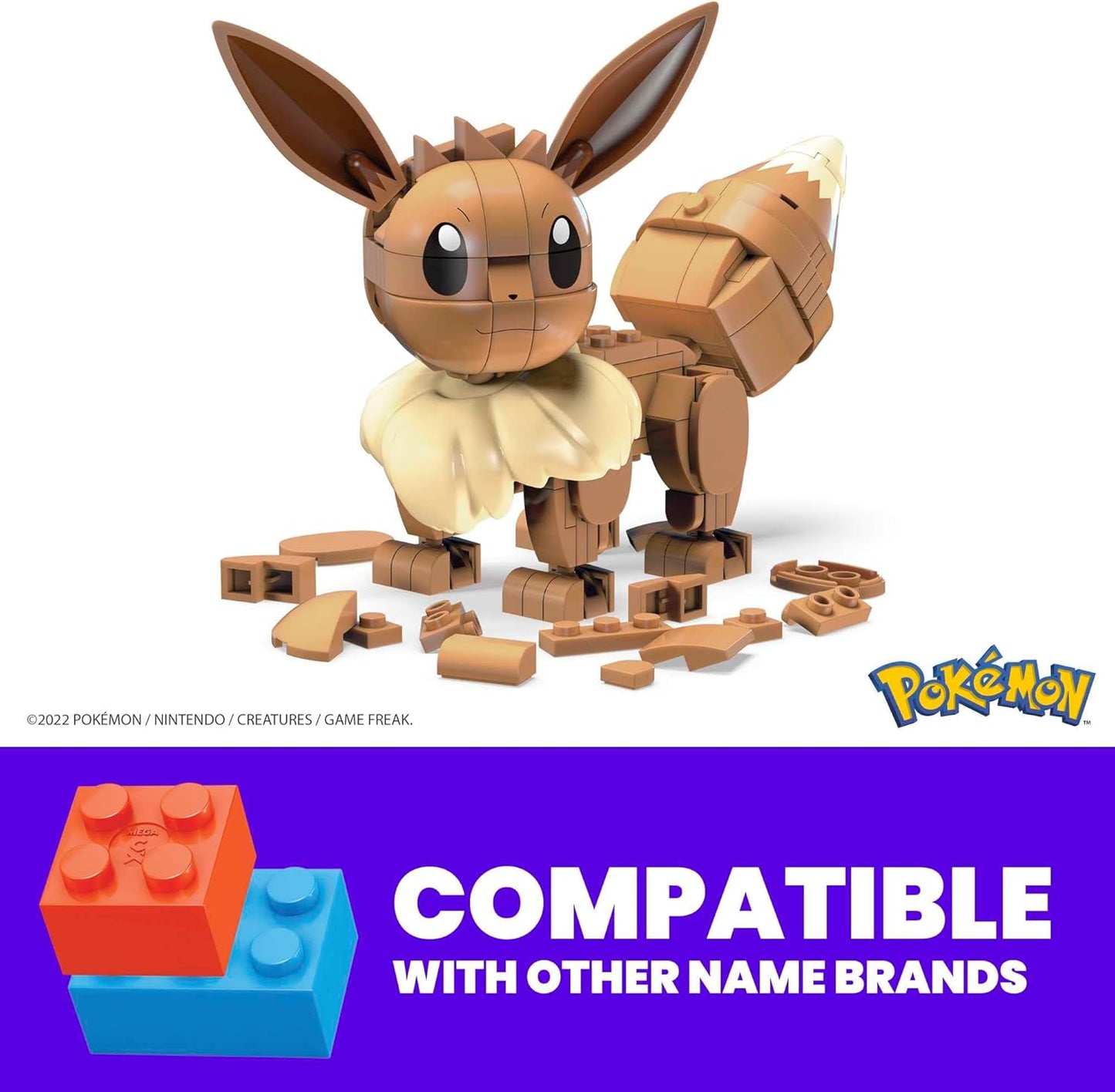 MEGA Conjunto de brinquedos de construção Pokémon Build & Show Eevee com 215 peças, articulado e articulado, 10 cm de altura, para crianças, HDL84