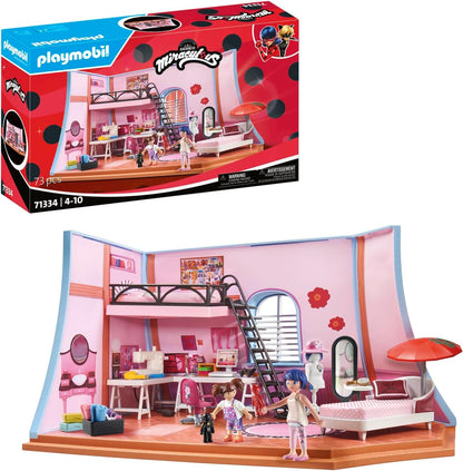 Playmobil 71334 Miraculous: Marinette's Loft, diversão colorida incluindo Marinette e Manon, aventura com Ladybug, dramatização divertida e imaginativa, conjuntos de jogos detalhados adequados para crianças de 4 anos ou mais