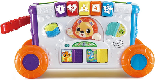 VTech Carrinho de atividades Baby Sort & Discover, Painel de atividades com luzes e materiais manipuláveis, animais, números e cores, brinquedo interativo, presente para crianças de 12, 18, 24 meses ou mais, versão em inglês