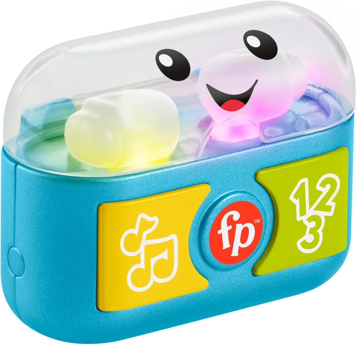 Fisher-Price Juguete Laugh &amp; Learn para bebés y niños pequeños juega con auriculares con música y luces para edades de 6 meses en adelante, versión multilingüe,