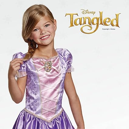 DISGUISE Fantasia oficial clássica de Rapunzel da Disney para meninas, fantasia de Rapunzel, vestido extravagante infantil, roupa emaranhada para meninas, fantasias de princesa para meninas, fantasias do Dia Mundial do Livro para meninas