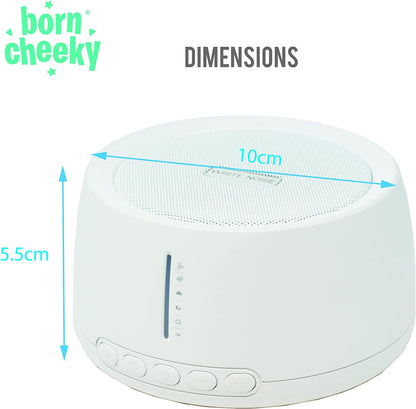 Born Cheeky Máquina de ruído branco para mesa de bebê para relaxamento, calmante, sono, auxílio para bebês, cochilo - berçário, 30 ondas sonoras, batimento cardíaco, chuva, natureza, terapia sonora com temporizador automático e recurso de loop