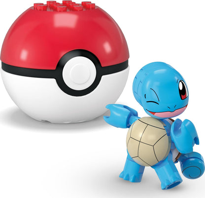 MEGA Conjunto de brinquedos de construção Pokémon Squirtle e Cubone com 45 peças, 2 personagens articulados e Pokébola, 2 polegadas de altura, para crianças, HXP15