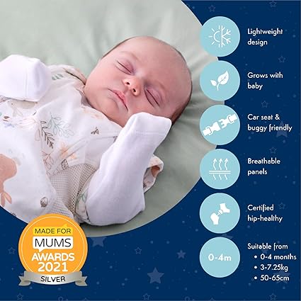 PurFlo Swaddle para saco de dormir | Saco de dormir transpirable para recién nacido que crece con su bebé | Envolver los brazos hacia adentro o hacia afuera | Cadera sana | 0-4 meses | Saco de dormir de 2,5 tog para todas las estaciones.