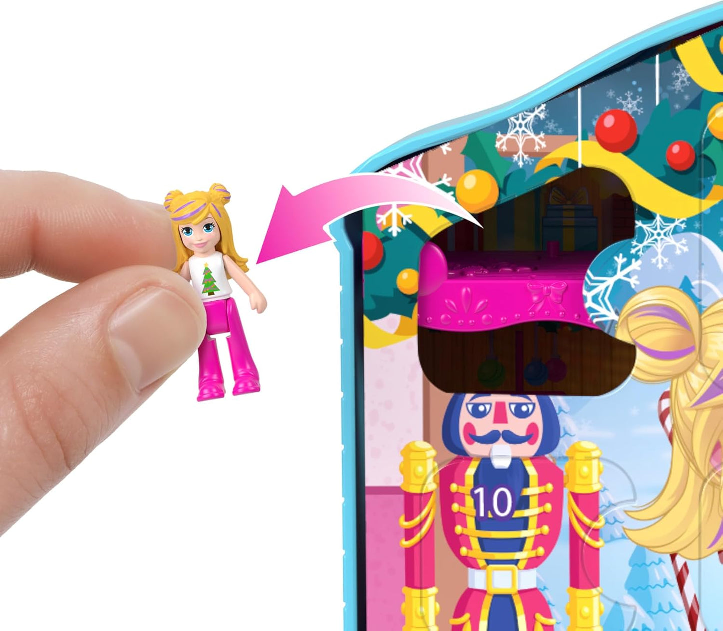 Polly Pocket Calendário do Advento das Bonecas, Playset Gingerbread House com 24 Surpresas, Móveis para Casa de Bonecas, Carro de Brinquedo e Acessórios de Férias, HWP33