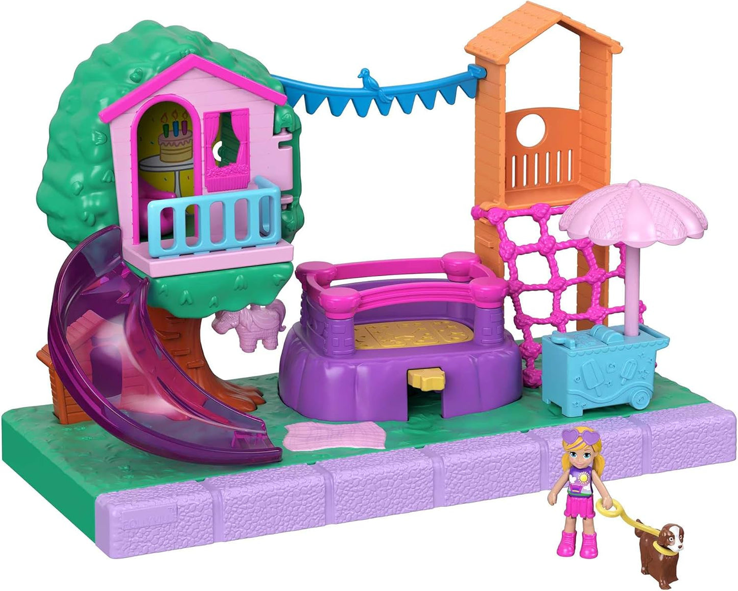 Polly Pocket GTM67 Pollyville Playground Adventure Playset, ótimo presente para maiores de 4 anos, 12,0 cm * 8,0 cm * 16,0 cm