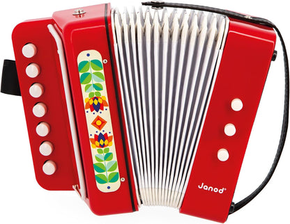 Janod - Acordeão Gioia - Instrumento Musical Infantil - Brinquedo de Despertar Musical - Com Alça de Apoio - 3 Anos +