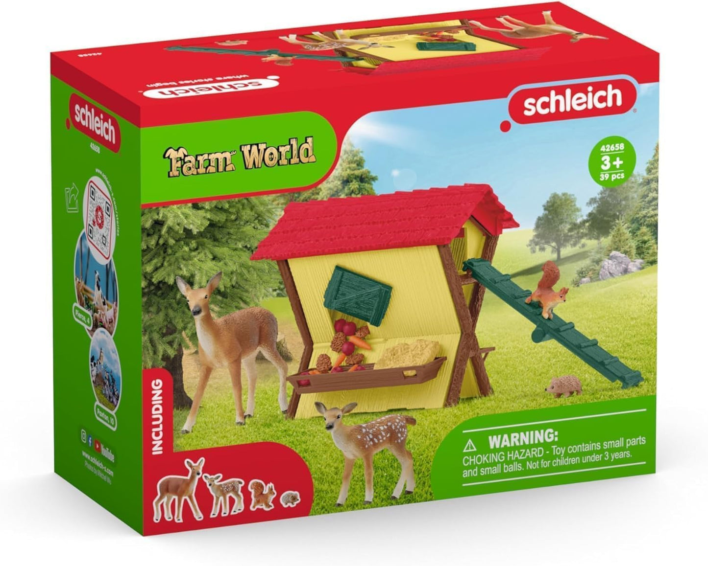 Schleich 42658 FARM WORLD Alimentando os animais da floresta Conjunto de brinquedos para maiores de 3 anos