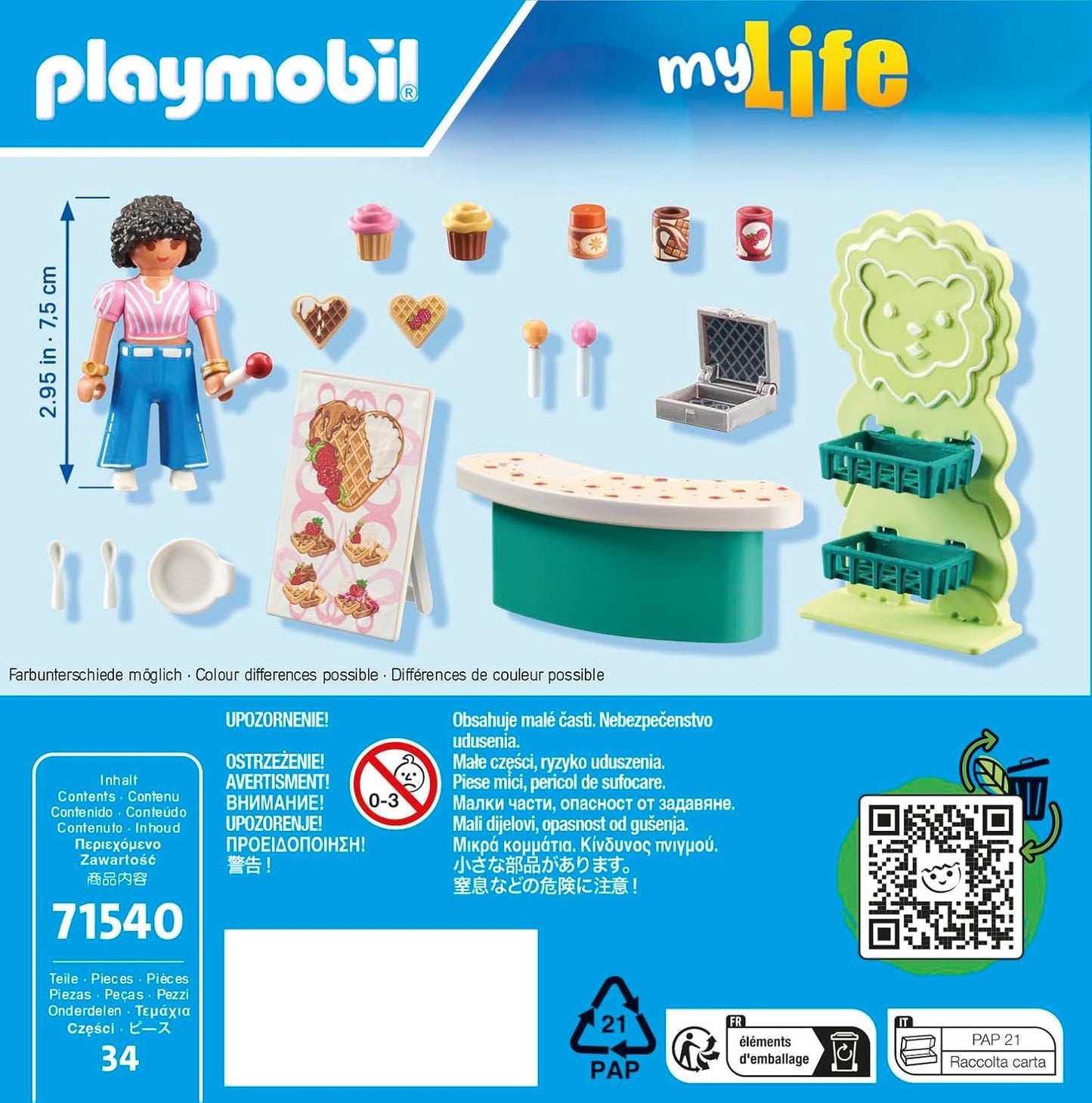 Playmobil 71540 myLife: Sweets Stand, deliciosos lanches para energia, incluindo waffles, pirulitos e doces, conjuntos de jogos detalhados adequados para crianças a partir de 5 anos