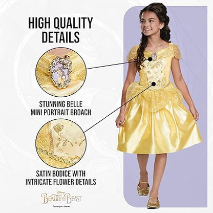 DISGUISE  Fantasia clássica oficial da Disney Belle para meninas, fantasia de Belle para crianças, fantasia de A Bela e a Fera, roupa de fantasia de Belle, fantasias do Dia Mundial do Livro para meninas