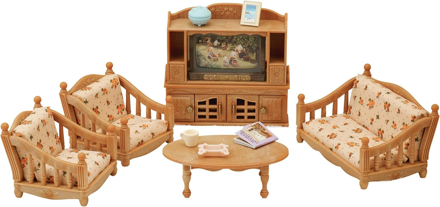 Sylvanian Families Conjunto de sala de estar confortável e conjunto de quarto infantil 5338, multicolorido