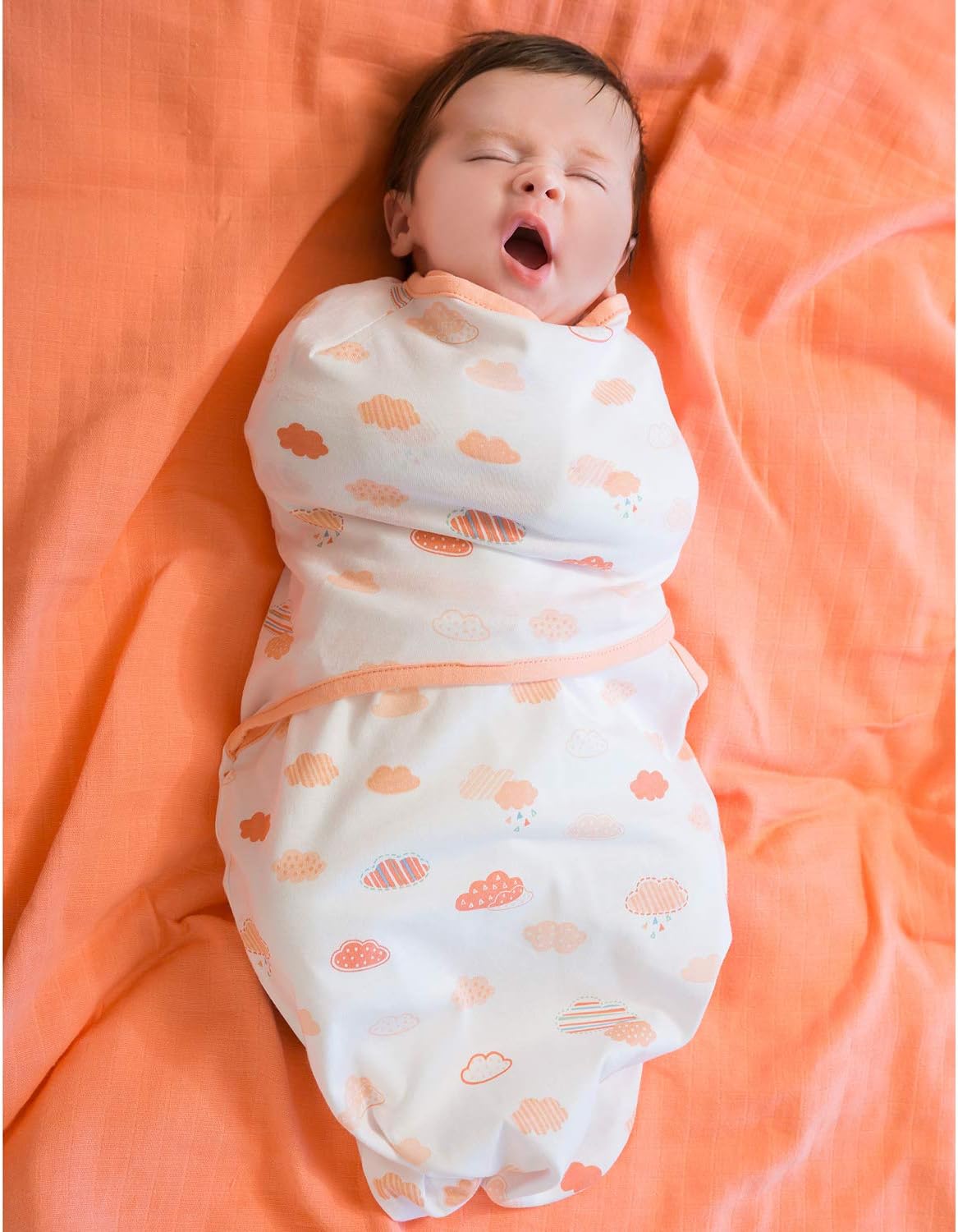 ClevaMama Cobertor Baby Swaddle Wrap para recém-nascidos e bebês, saco de dormir 100% algodão com asas ajustáveis, unissex (0-3 meses) - Coral