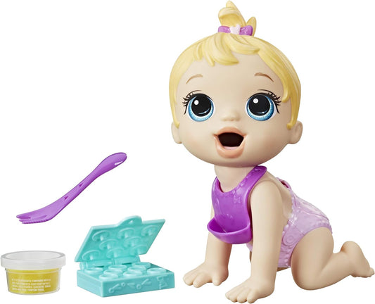 Muñeca Baby Alive Lil Snacks, come y caca, muñeca con temática de bocadillos de 8 pulgadas, molde para caja de bocadillos, juguete para niños de 3 años en adelante, cabello rubio, multicolor, mediano