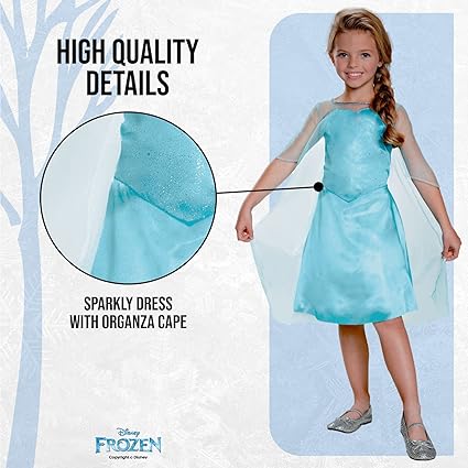 DISGUISE  Traje oficial da Disney Frozen Elsa, vestido de princesa para meninas