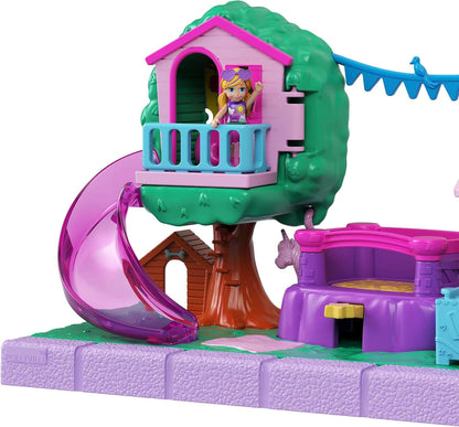 Polly Pocket GTM67 Pollyville Playground Adventure Playset, ótimo presente para maiores de 4 anos, 12,0 cm * 8,0 cm * 16,0 cm