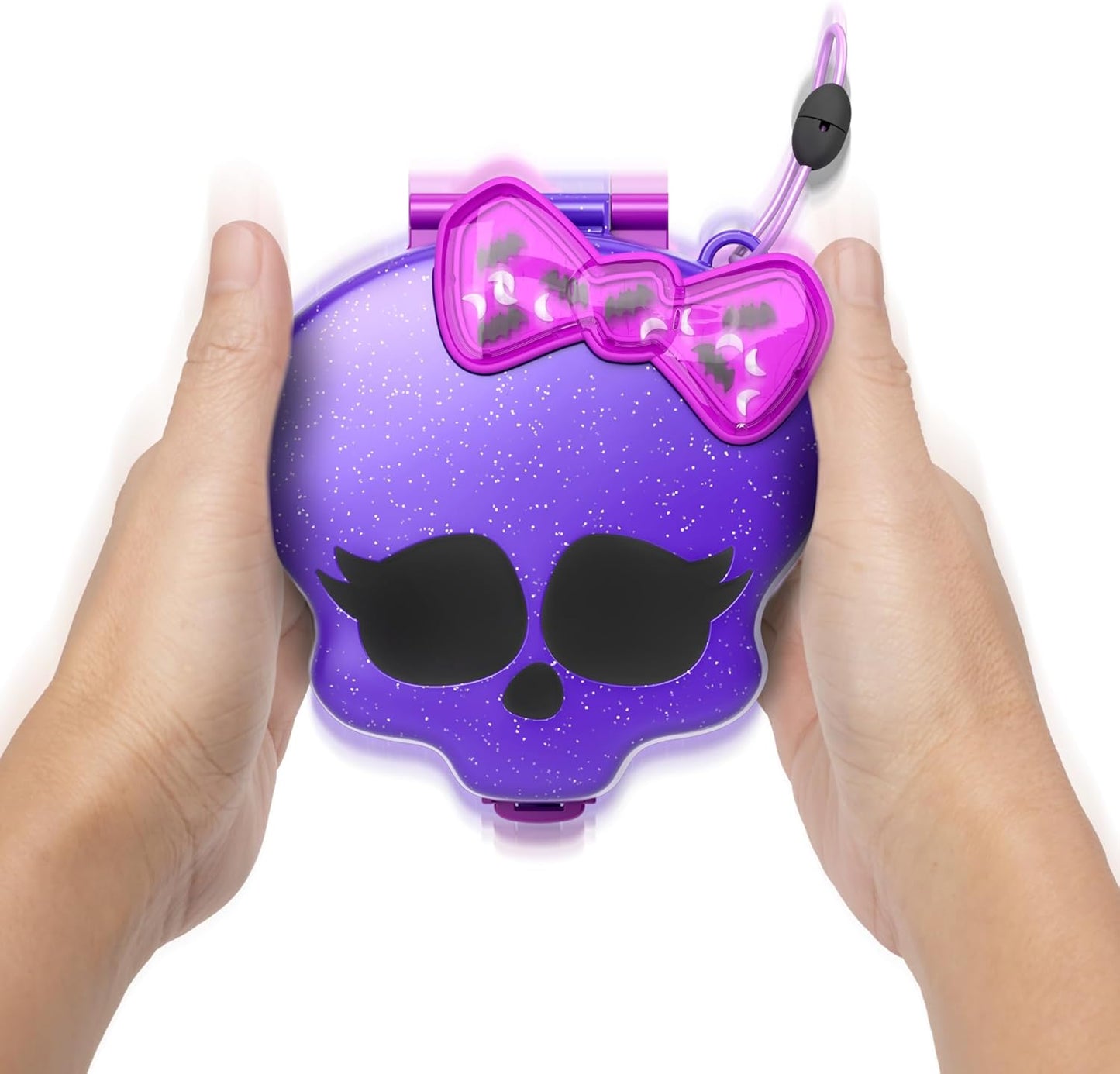 Polly Pocket Monster High Playset com 3 micro bonecas e 10 acessórios, aberto para o ensino médio, brinquedo de viagem colecionável com armazenamento, HVV58