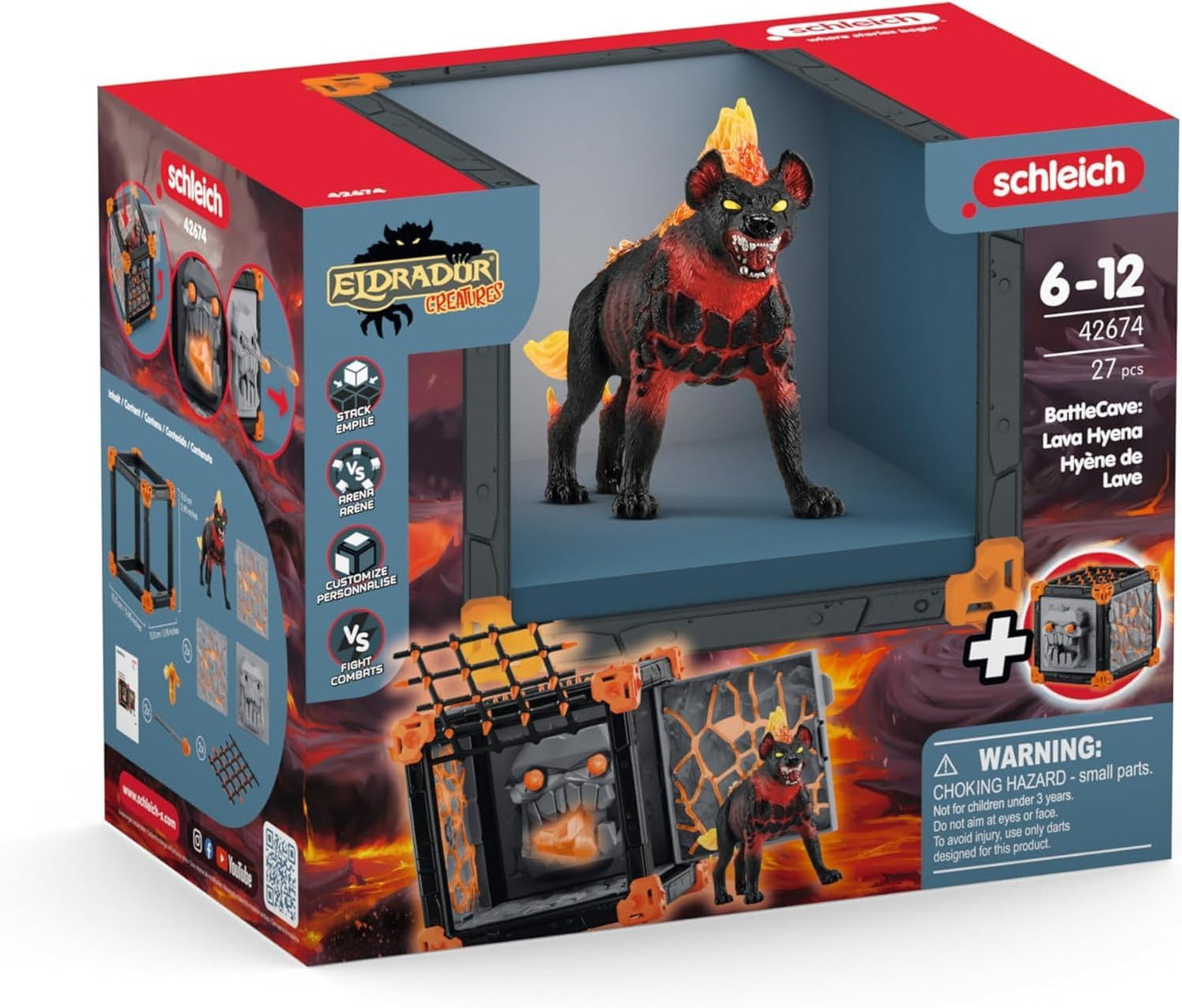 Schleich 42674 BattleCave Lava Hyena, a partir de 7 anos, ELDRADOR CREATURES - Playset, 27 peças