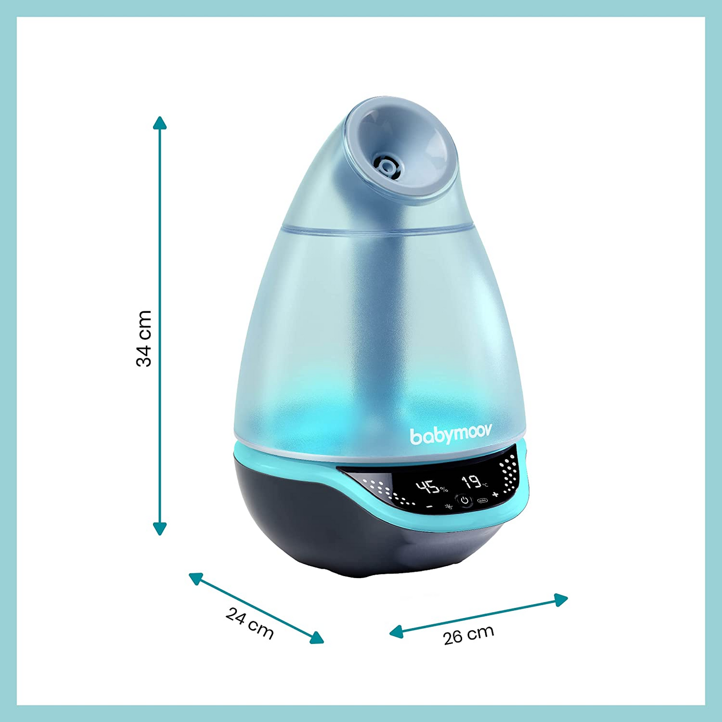 Humidificador para bebé Babymoov Hygro Plus, humidificador ultrasónico para bebé con luz nocturna y control automático de humedad