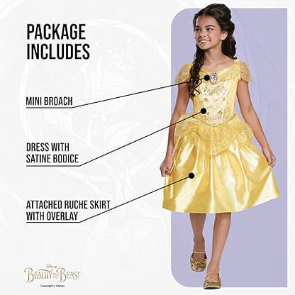 DISGUISE  Fantasia clássica oficial da Disney Belle para meninas, fantasia de Belle para crianças, fantasia de A Bela e a Fera, roupa de fantasia de Belle, fantasias do Dia Mundial do Livro para meninas