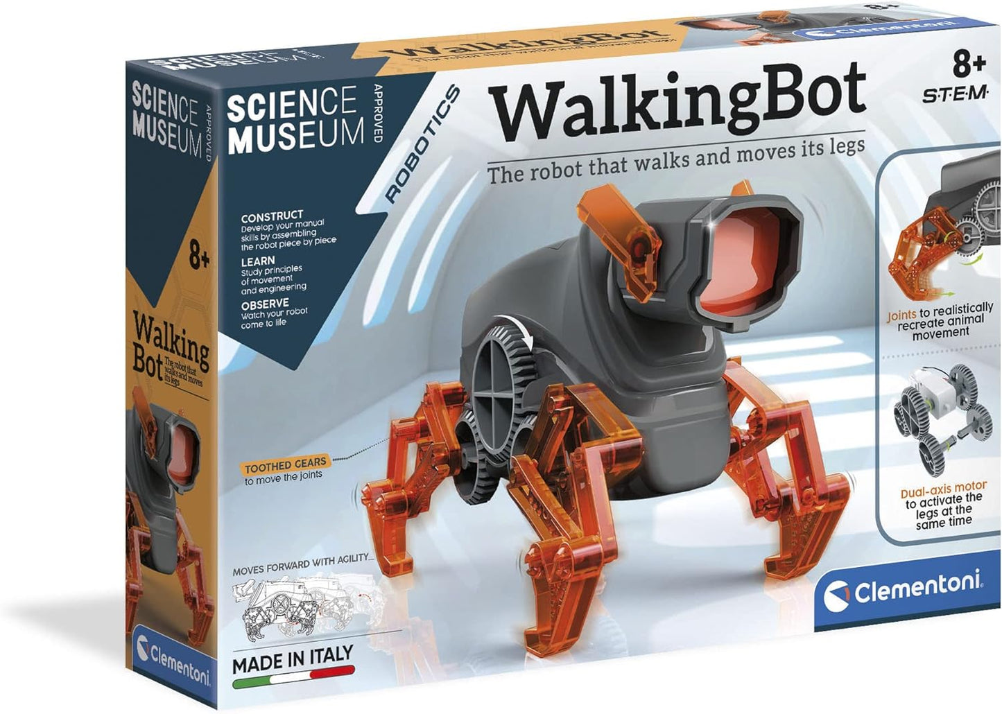 Clementoni - 61778 - Museo de las Ciencias - Walking Bot, juguete robótico para niños de 8 a 12 años