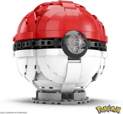 MEGA Conjunto de construção de brinquedo Pokémon, construção e exibição de 5 polegadas Jumbo Poké Ball Collectibe, Lights Up, HBF53