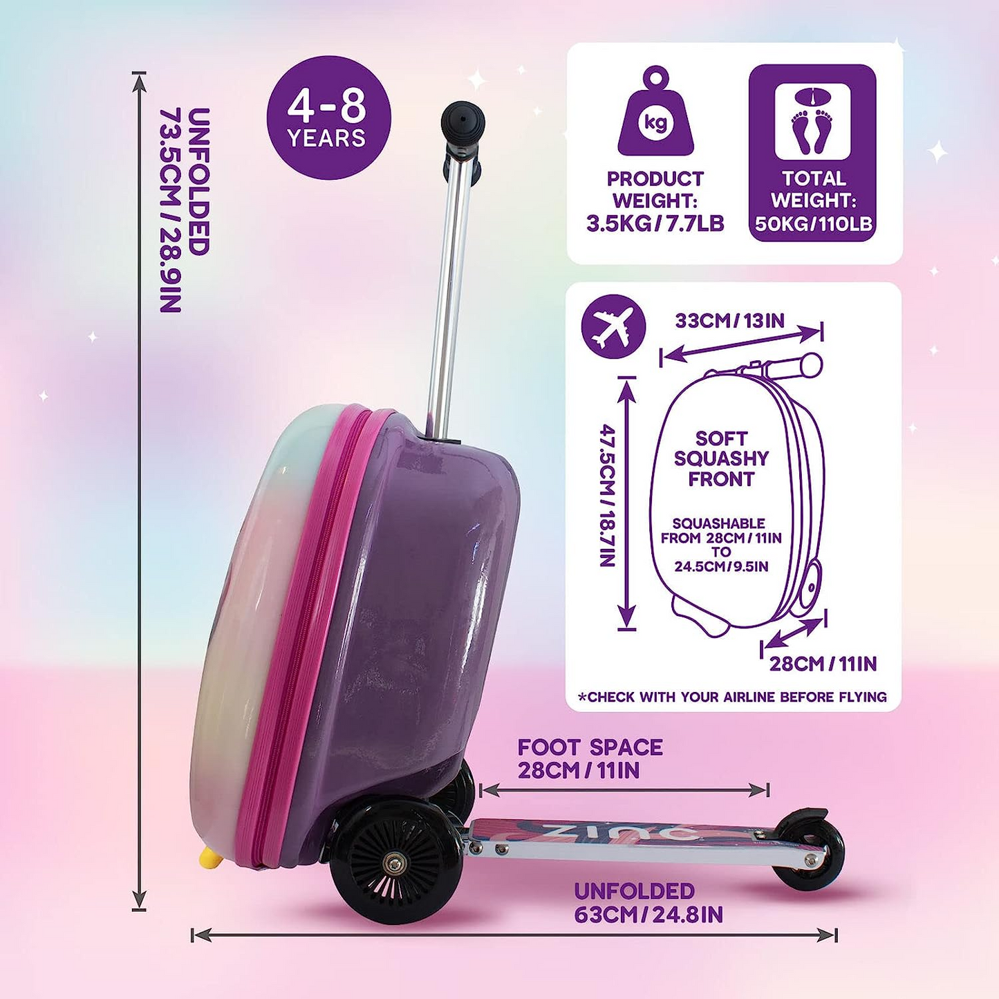 FLYTE 18" Midi Scooter Mala - Luna o unicórnio