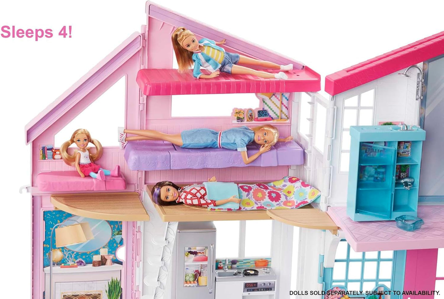 Juego de casa de muñecas Barbie con muñeca Barbie y casa con 2 niveles y 4 áreas de juego, completamente amueblada, con cachorro y accesorios, regalo para niños a partir de 3 años, HHY40