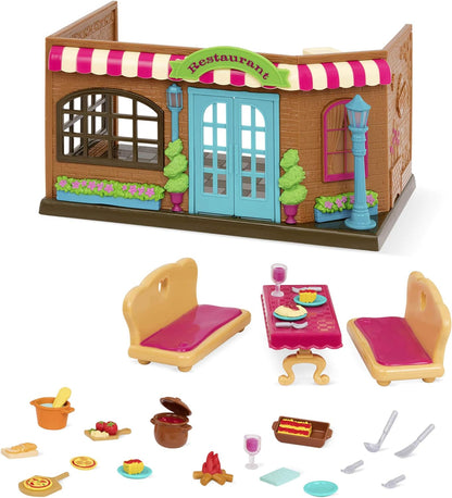 Li'l Woodzeez WZ6730Z Playset – Conjunto de restaurante Pass-The-Pasta com comida e móveis – Brinquedos e presentes para crianças a partir de 3 anos