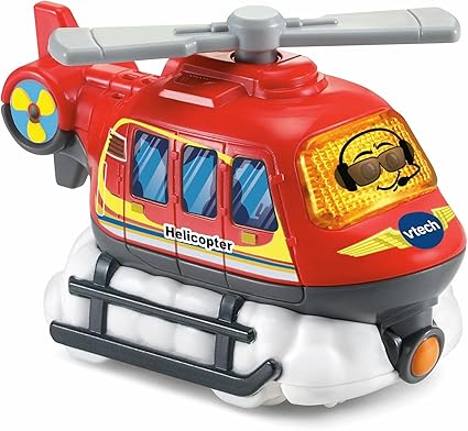 VTech Helicóptero Toot-Toot Drivers, veículo de simulação com luzes, frases e músicas, brinquedo interativo para crianças 12 meses, 2, 3, 4 Plus, versão em inglês, vermelho