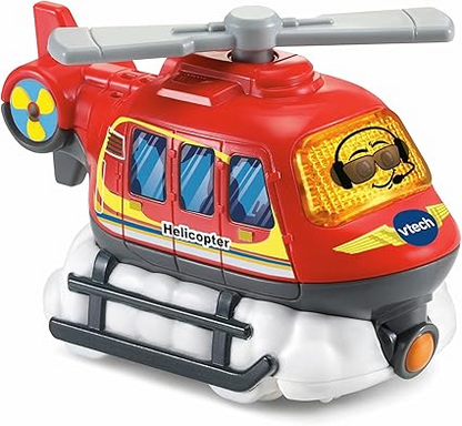 VTech Toot-Toot Drivers Helicóptero, Vehículo de Simulación con Luces, Frases y Canciones, Juguete Interactivo para Niños Pequeños 12 Meses, 2, 3, 4 Plus, Versión en Inglés, Rojo